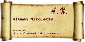 Altman Nikoletta névjegykártya